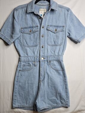 Universal Thread Short Sleeve Denim Romper Button-Up